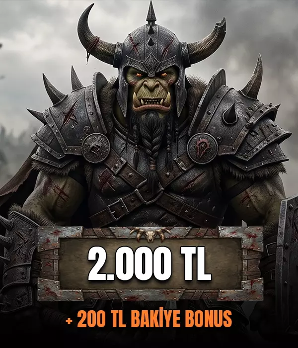 2000 TL Bakiye + 200 TL Bonus Bakiye